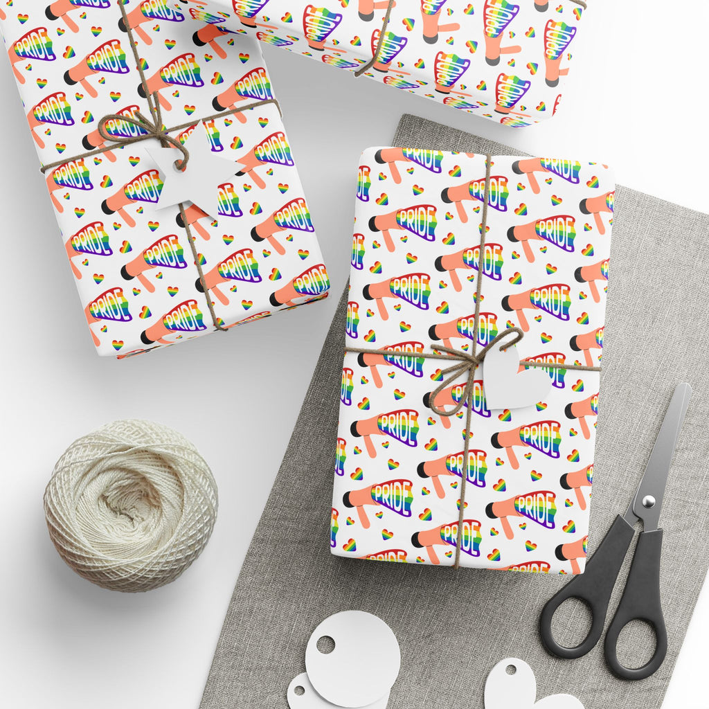 Gay Pride Bullhorn Celebration Wrapping Paper Design | Holiday Gift Wrapping Paper Roll