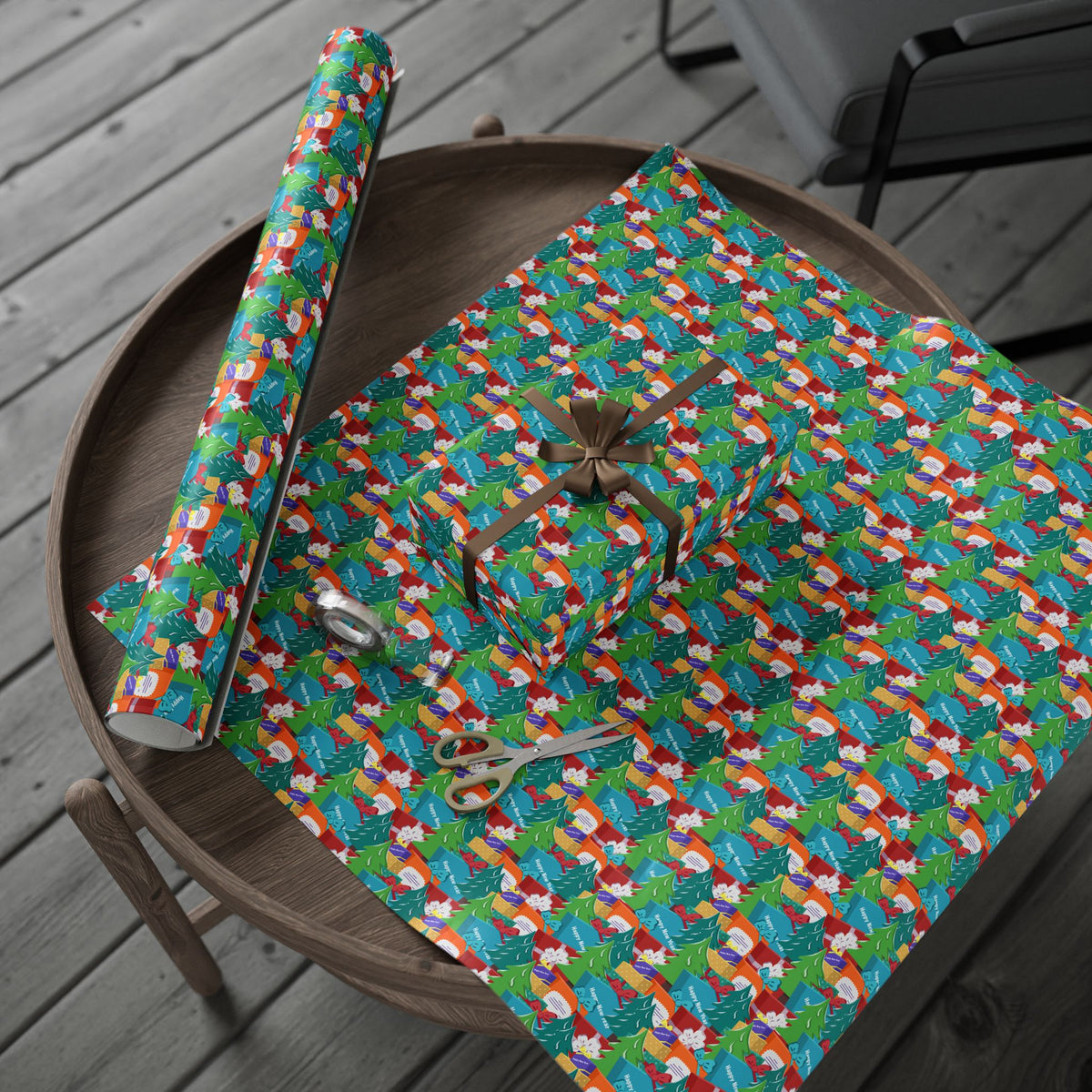 Christmas Stacks of Gifts Wrapping Paper | Holiday Gift Wrapping Paper Roll