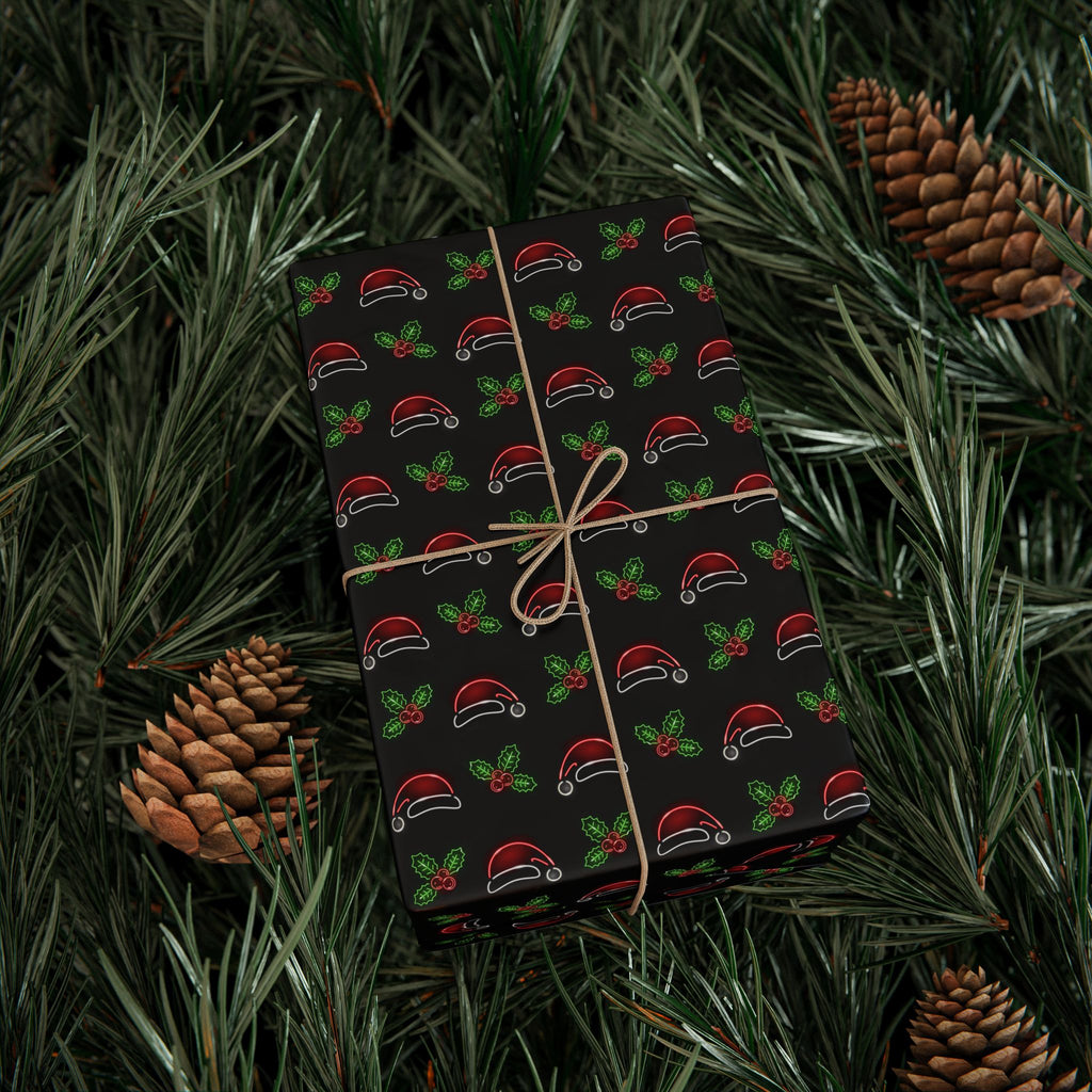 Christmas Neon Hats Wrapping Paper | Holiday Gift Wrapping Paper Roll