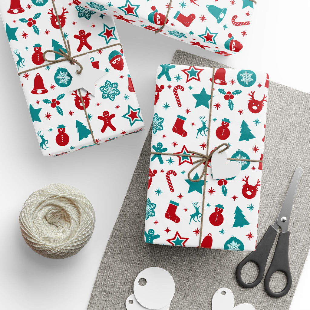 Christmas Cute Elements Wrapping Paper | Holiday Gift Wrapping Paper Roll