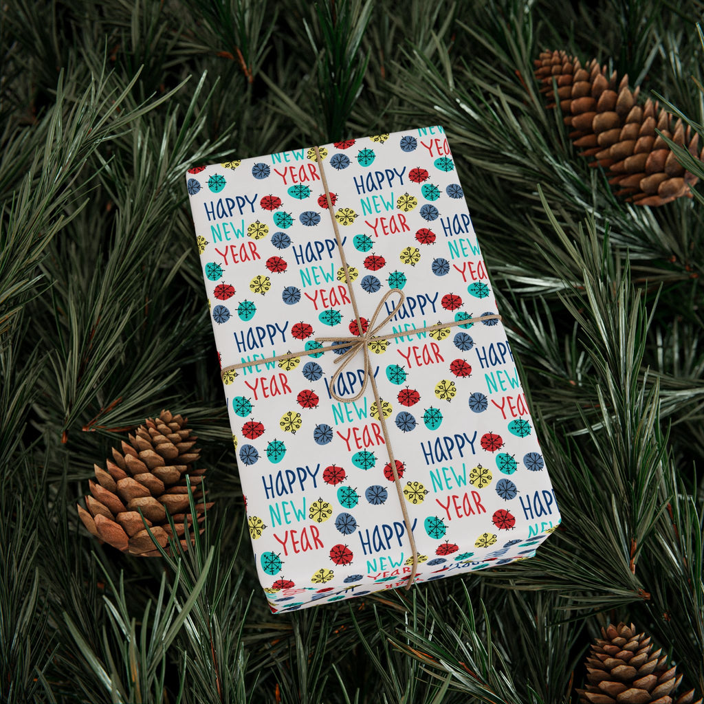 New Year's Snowflakes Wrapping Paper - Holiday Gift Wrapping Paper Roll