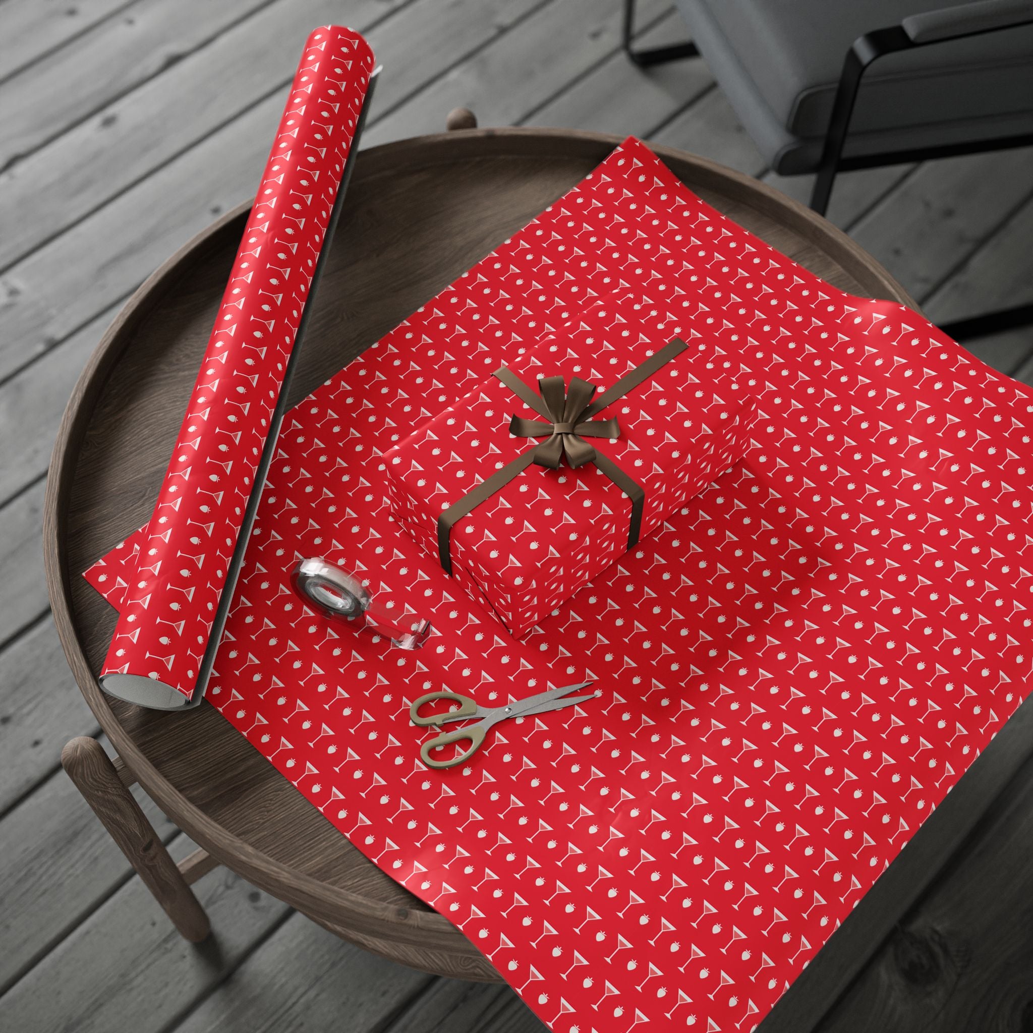 NSFW Strawberry Martini Wrapping Paper - Holiday Gift Wrapping Paper Roll