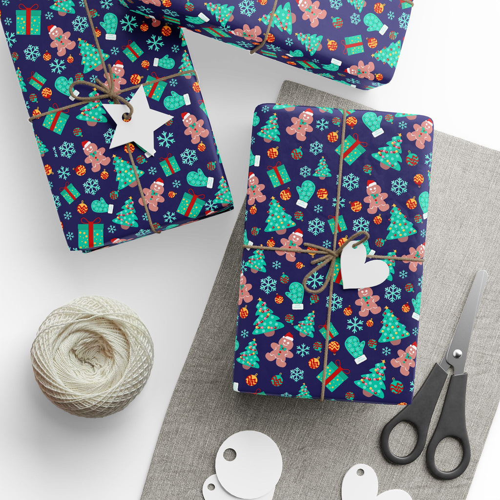 Christmas Blue Holiday Wrapping Paper | Holiday Gift Wrapping Paper