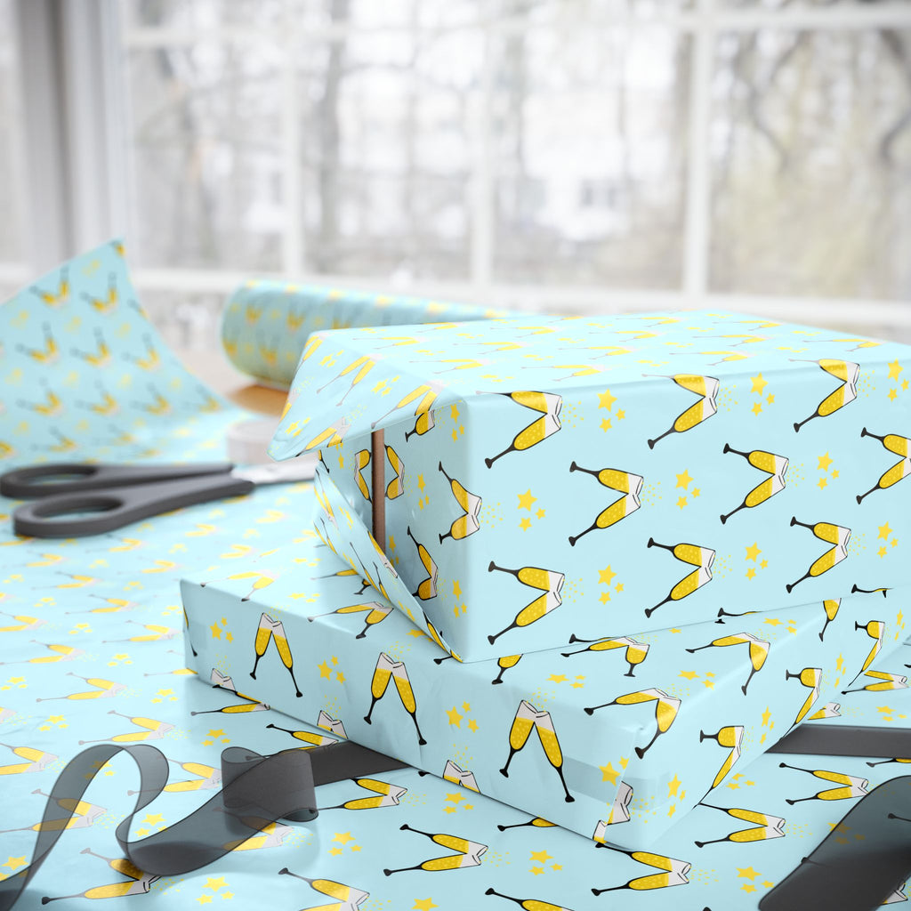 New Year's Champagne Toast Wrapping Paper - Holiday Gift Wrapping Paper Roll