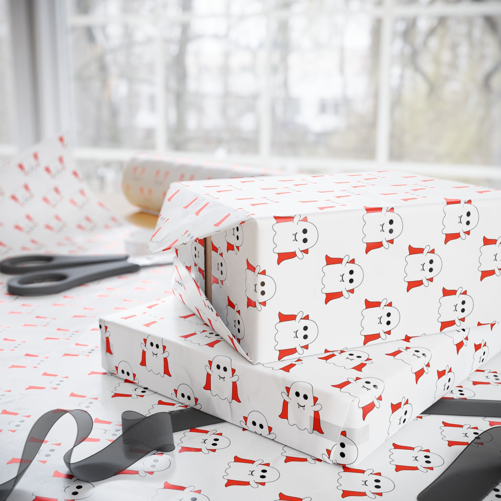 Halloween Ghost Dracula Wrapping Paper | Holiday Gift Wrapping Paper Roll