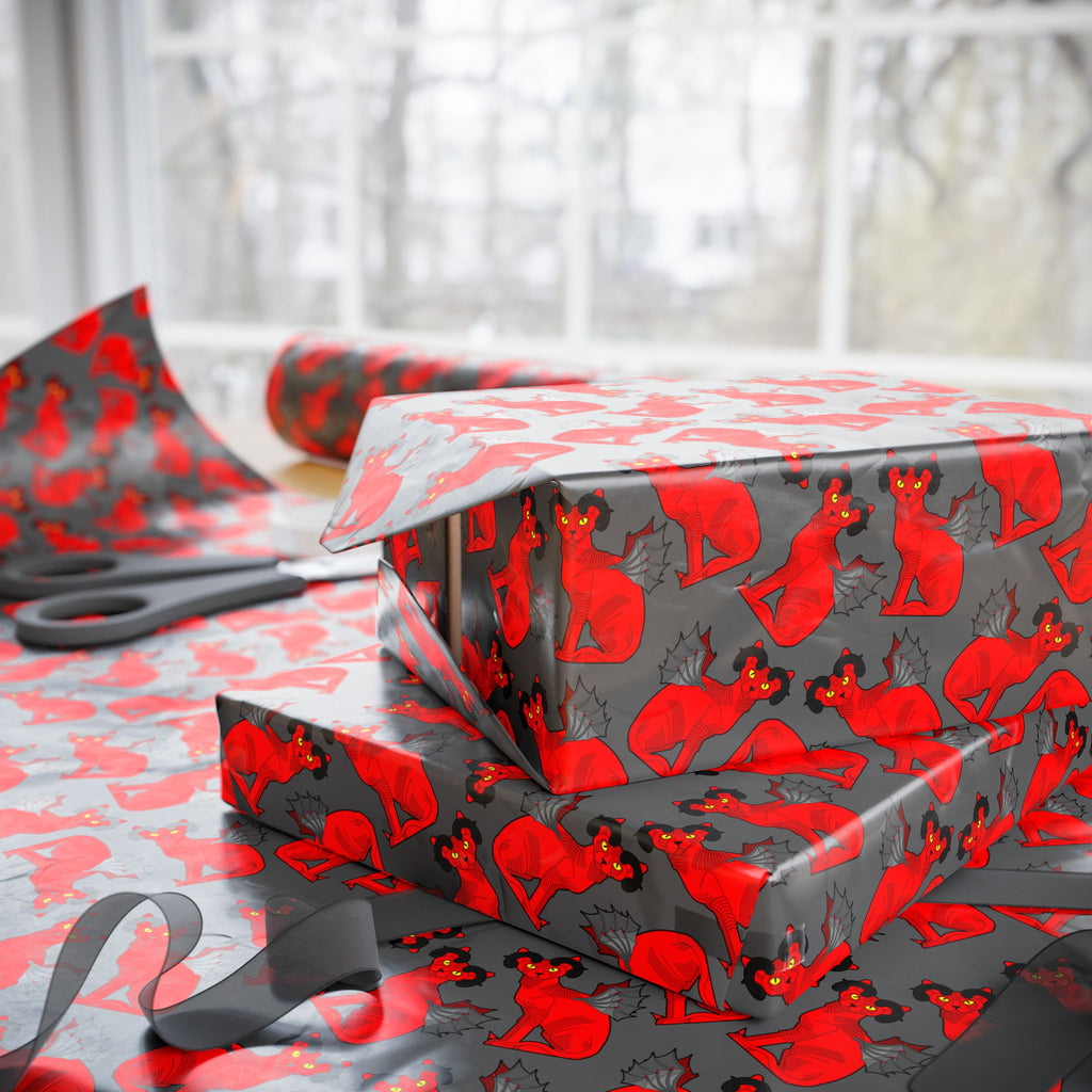 Halloween Demon Cat Wrapping Paper | Holiday Gift Wrapping Paper Roll