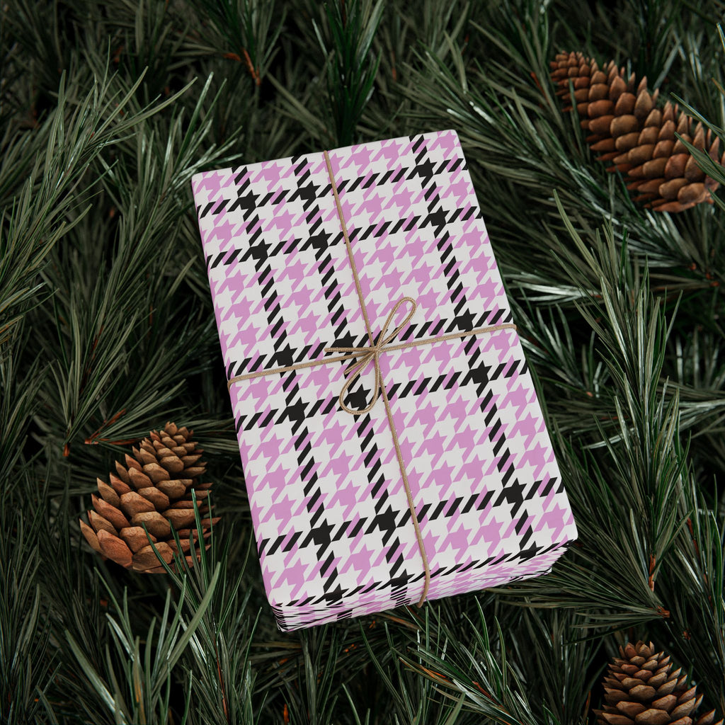 Houndstooth Wrapping Paper Design Pink 005 - Holiday Gift Wrapping Paper Roll