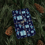 Christmas Blue Candy Canes Wrapping Paper | Holiday Gift Wrapping Paper