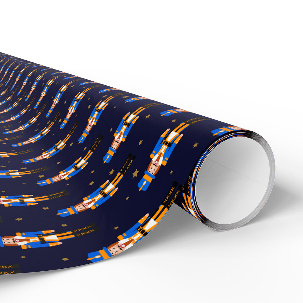 Christmas Blue Nutcracker Wrapping Paper | Holiday Gift Wrapping Paper