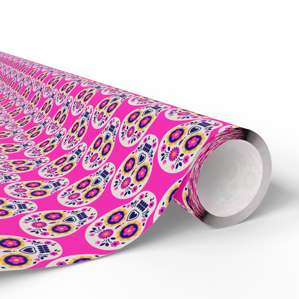 Day of the Dead Pink Sugar Skulls Wrapping Paper | Holiday Gift Wrapping Paper Roll
