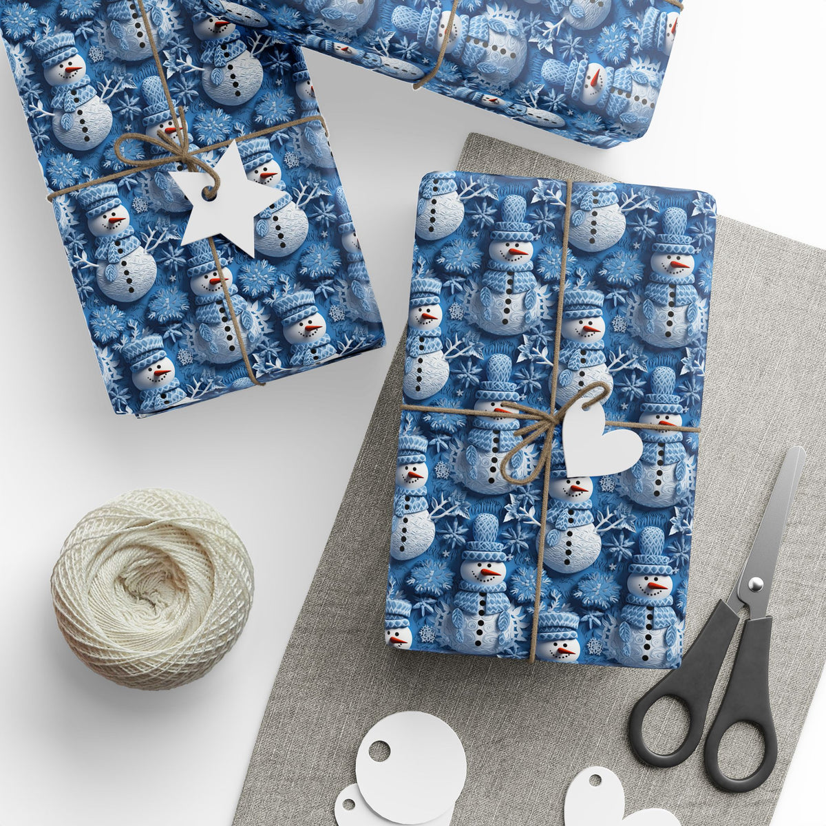 Christmas 3D Snowmen Wrapping Paper | Holiday Gift Wrapping Paper