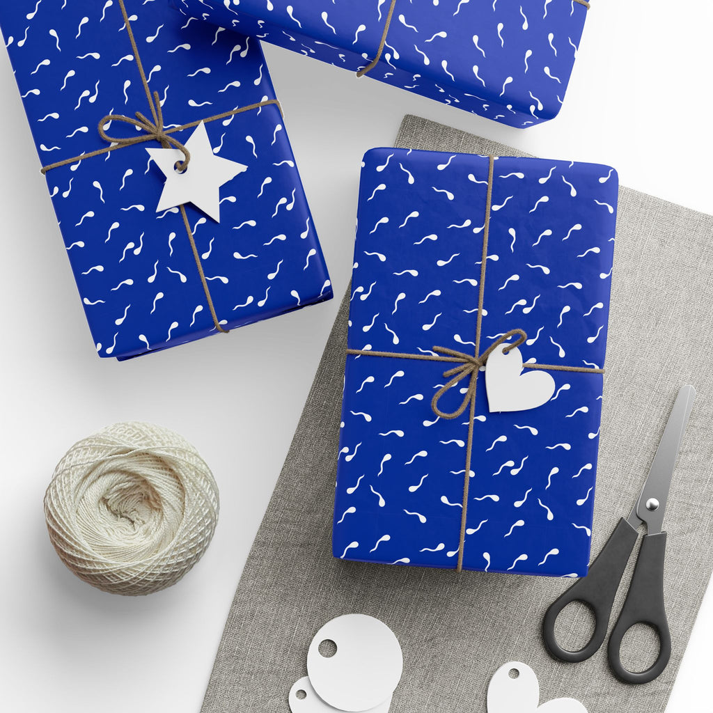 NSFW Late Night Swimmers on Blue Wrapping Paper - Holiday Gift Wrapping Paper Roll