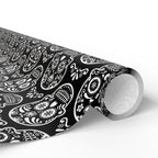 Day of the Dead Black & White Sugar Skulls Wrapping Paper | Holiday Gift Wrapping Paper Roll