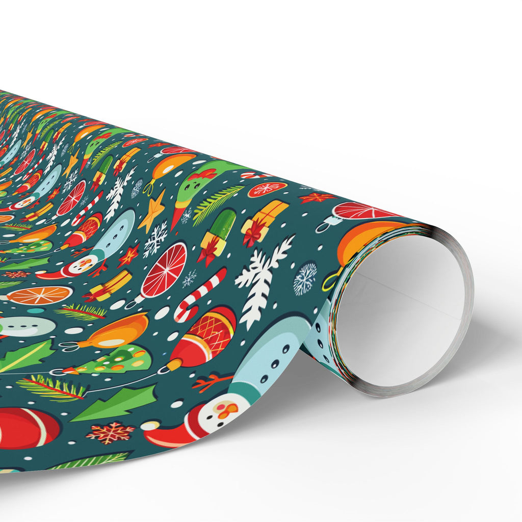 Christmas Decorated Icons Wrapping Paper | Holiday Gift Wrapping Paper Roll