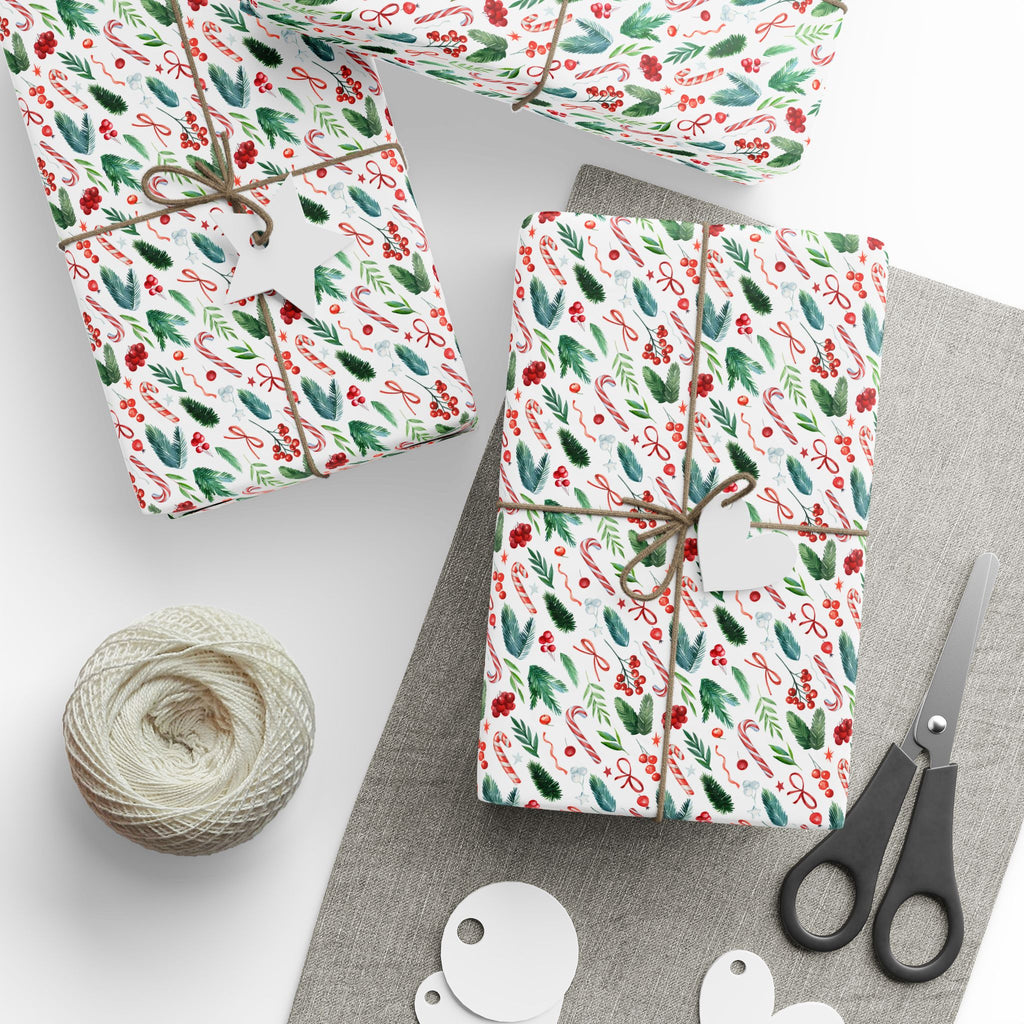 Christmas Spruce Branches Wrapping Paper | Holiday Gift Wrapping Paper Roll