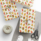 Christmas Hand Drawn Gingerbread Wrapping Paper | Holiday Gift Wrapping Paper Roll