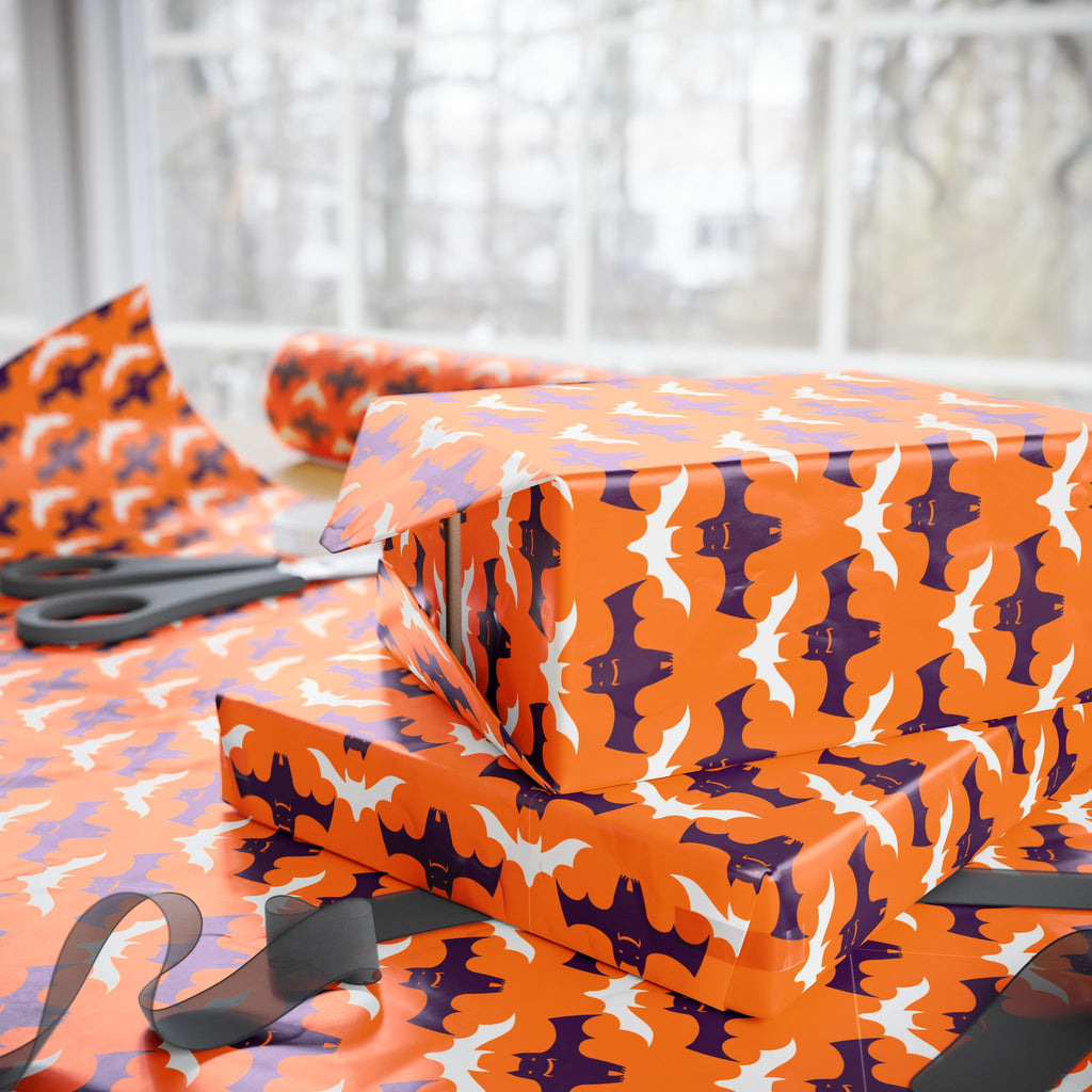 Halloween Hanging Bats Wrapping Paper | Holiday Gift Wrapping Paper Roll