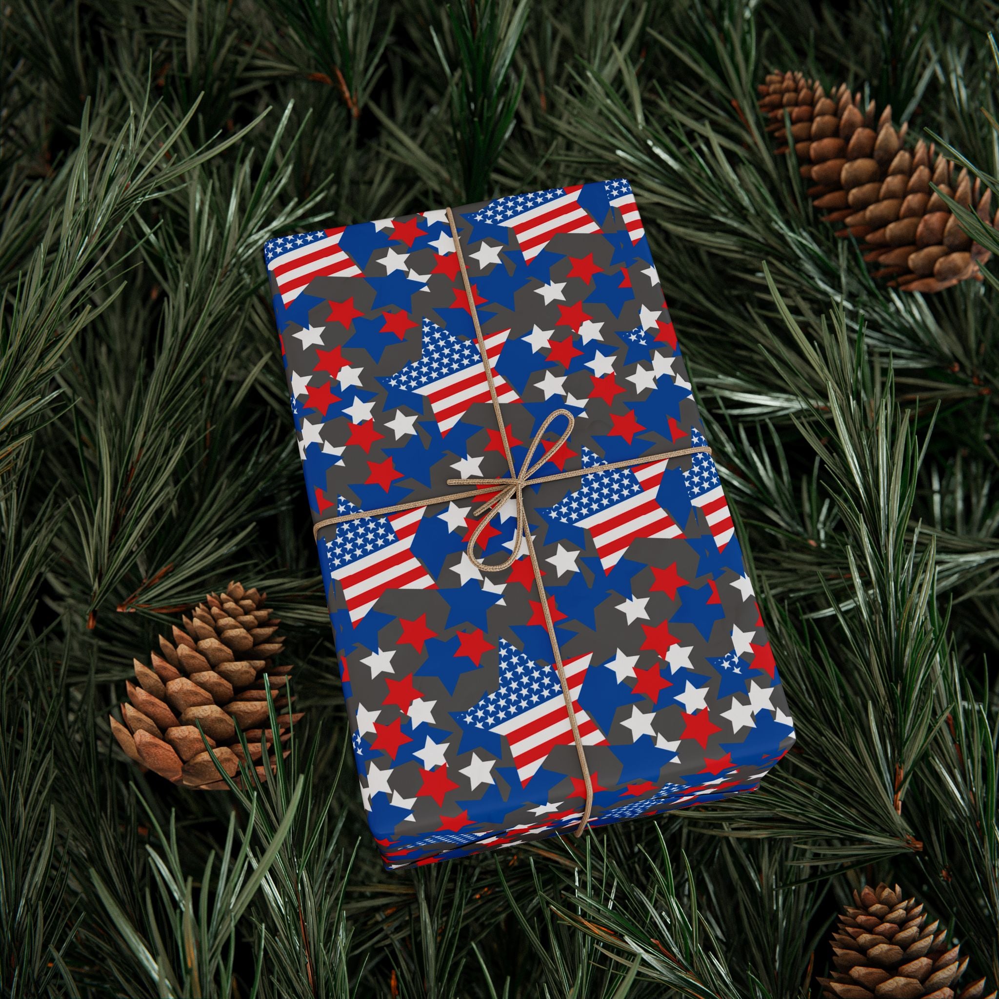 4th of July Star Spangled Wrapping Paper | Holiday Gift Wrapping Paper Roll