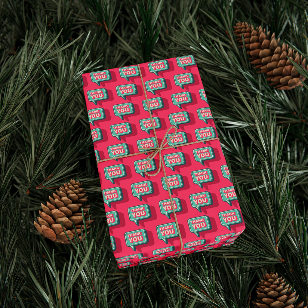 Thank You Pink Conversations Wrapping Paper Design | Holiday Gift Wrapping Paper Roll
