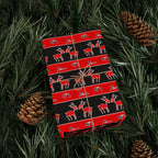 Christmas Ugly Red & Black Reindeer Wrapping Paper | Holiday Gift Wrapping Paper Roll