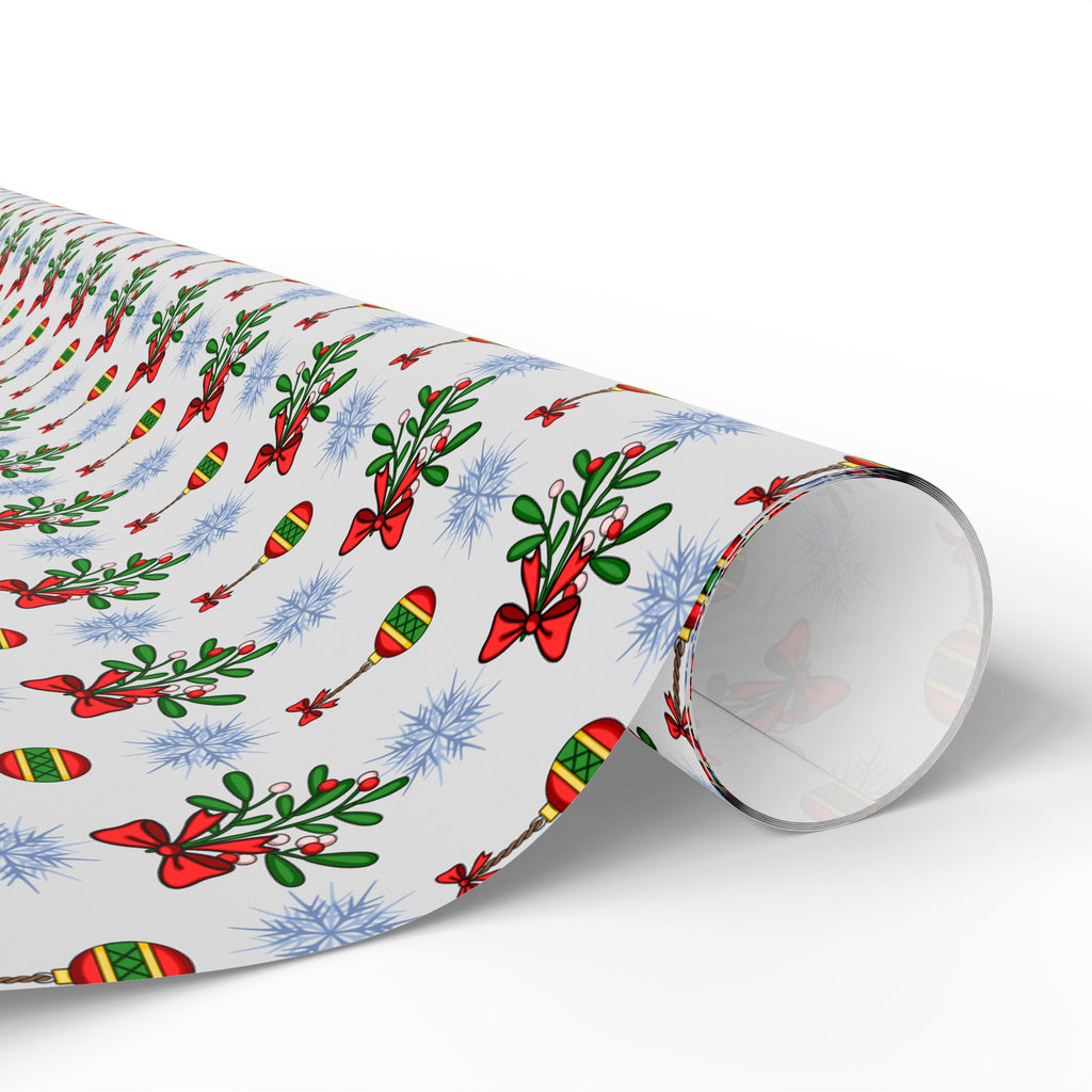 Christmas Cartoon Mistletoe Wrapping Paper | Holiday Gift Wrapping Paper Roll