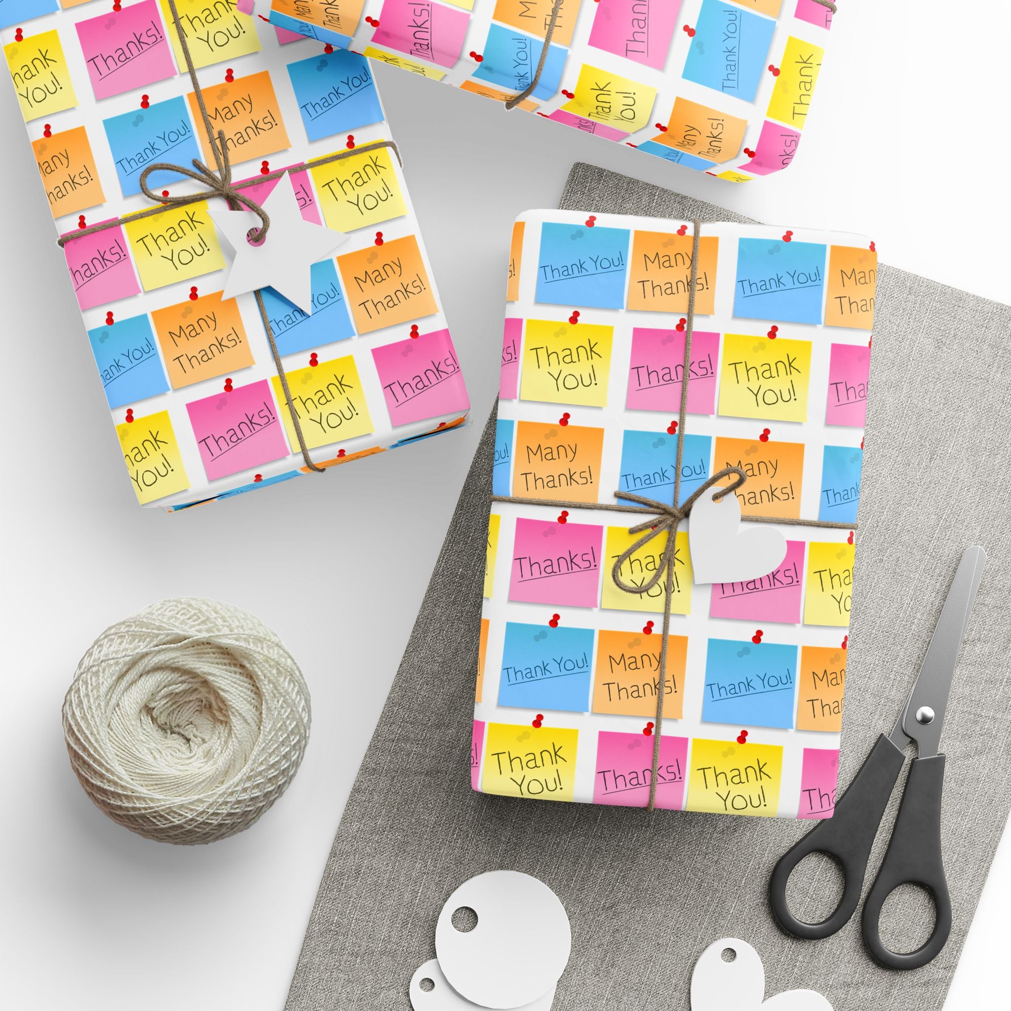 Thank You Colorful Post It Notes  Wrapping Paper Design | Holiday Gift Wrapping Paper Roll