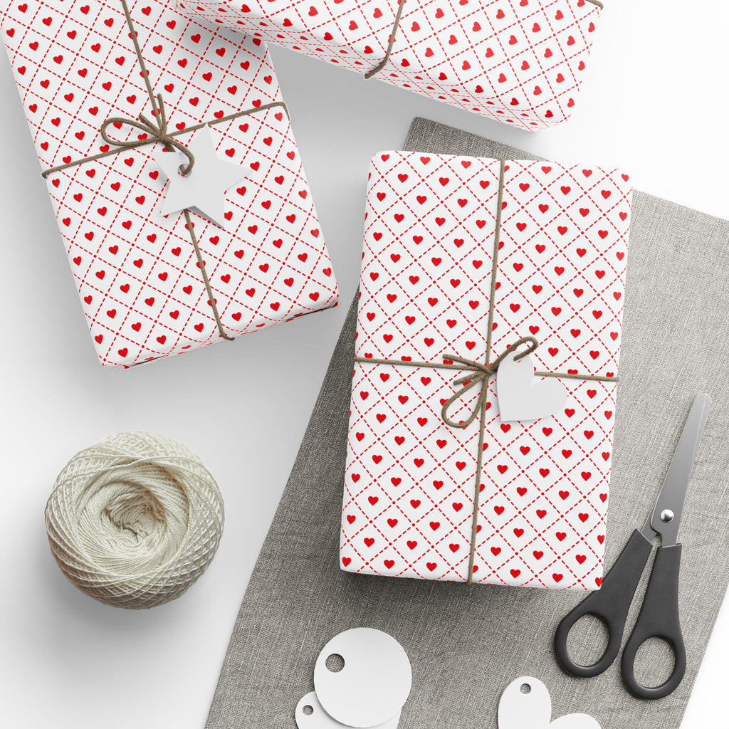 Valentine's Day Checkerboard Hearts Wrapping Paper | Holiday Gift Wrapping Paper Roll