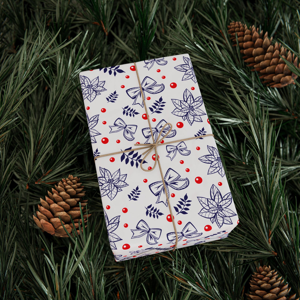 Christmas Bows and Berries Wrapping Paper | Holiday Gift Wrapping Paper