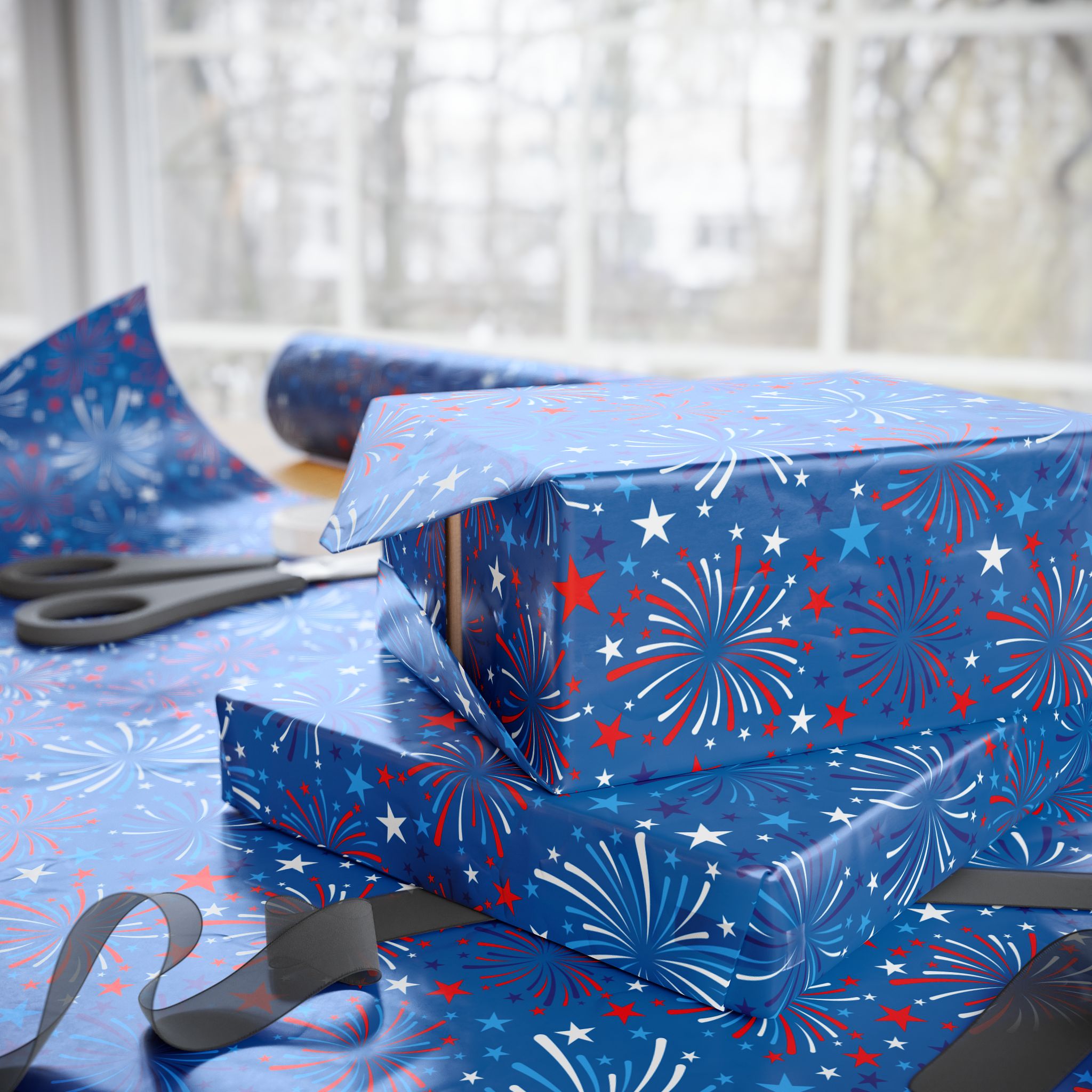 4th of July Sky of Fire Wrapping Paper | Holiday Gift Wrapping Paper Roll