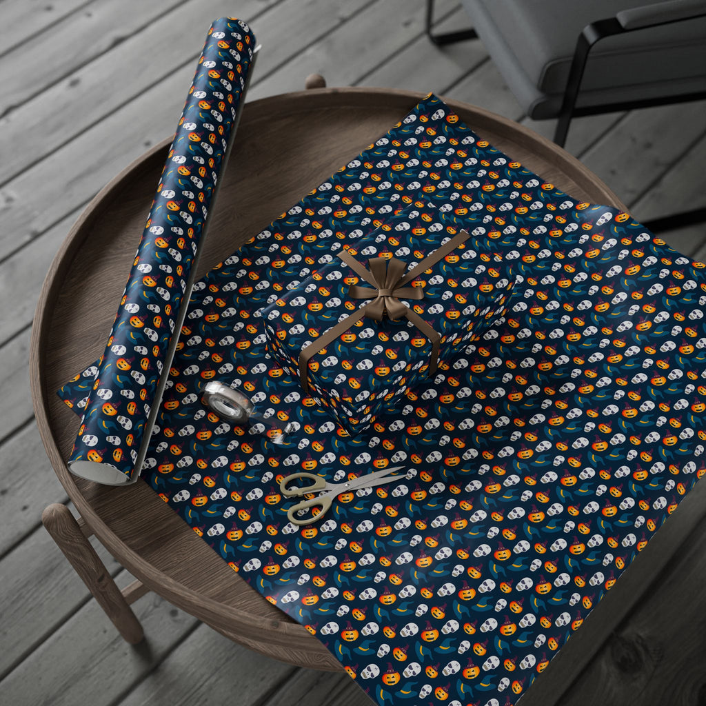 Halloween Spooky Skulls Wrapping Paper | Holiday Gift Wrapping Paper Roll