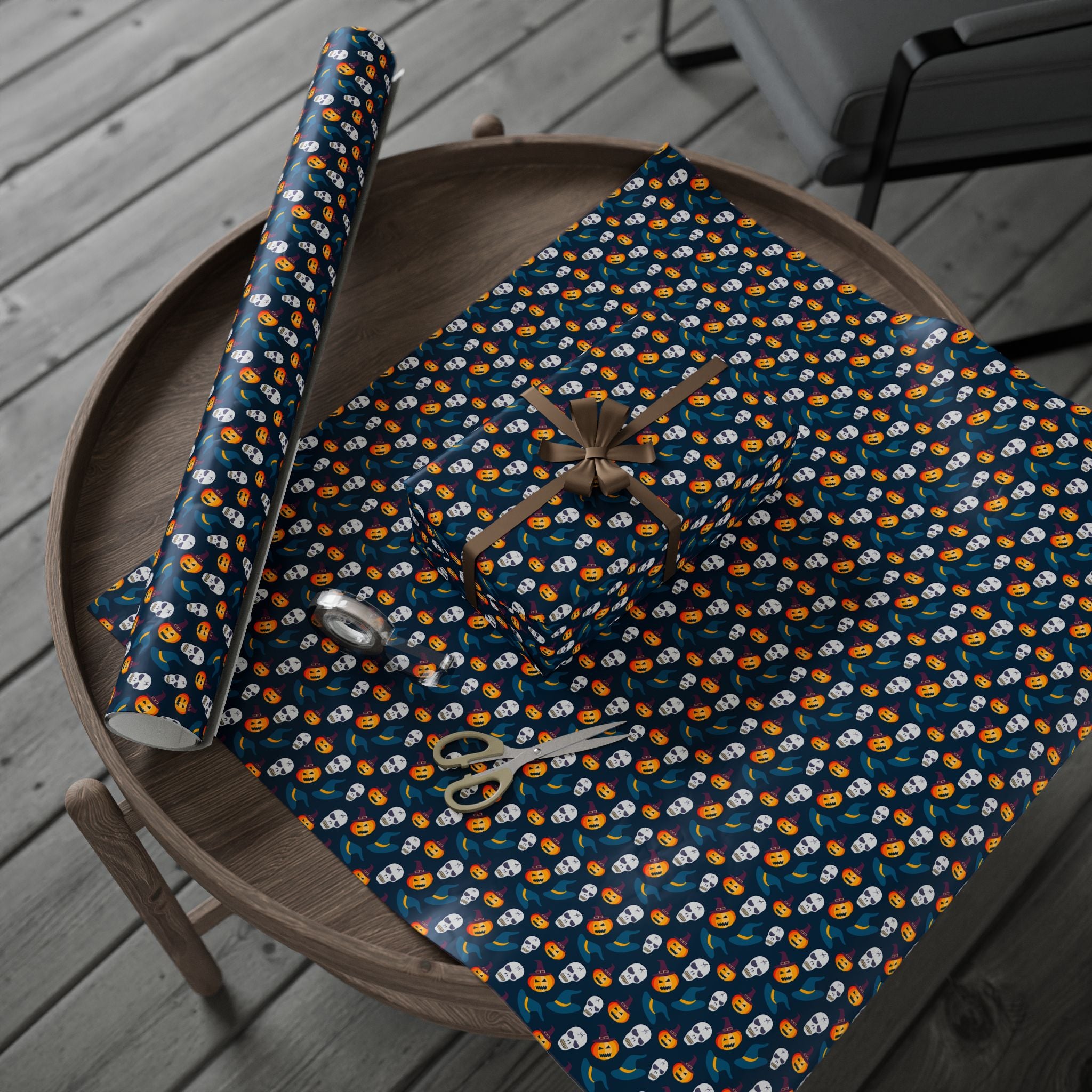 Halloween Spooky Skulls Wrapping Paper | Holiday Gift Wrapping Paper Roll