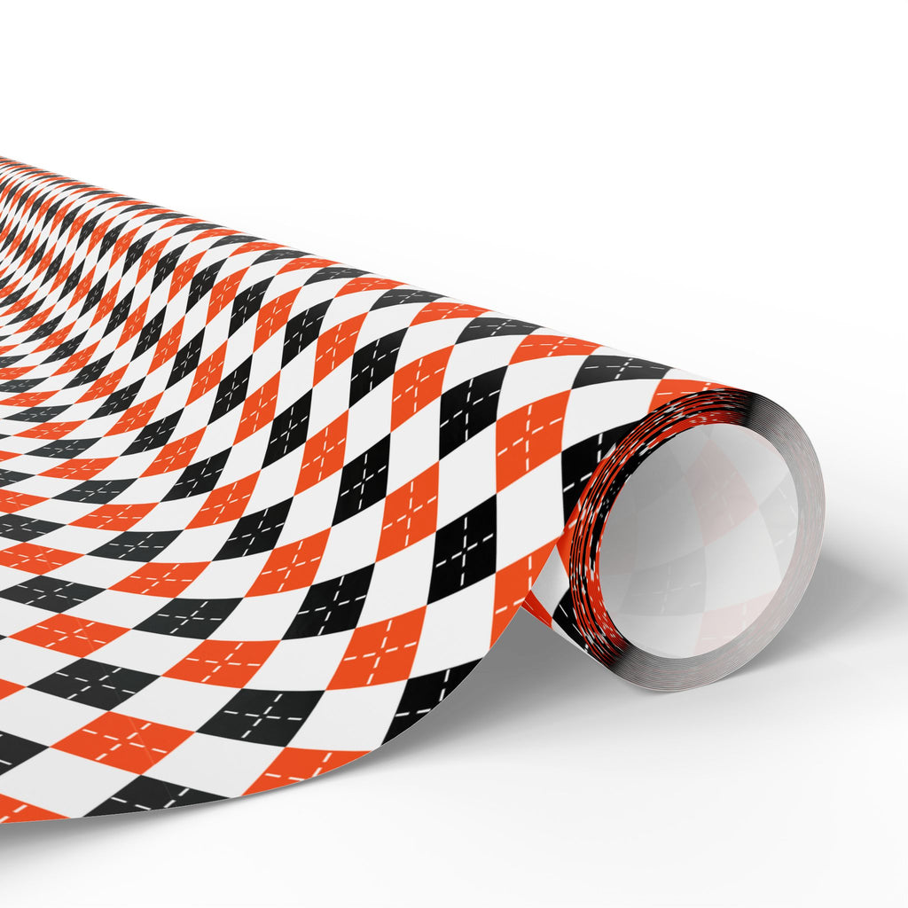 Halloween Orange & Black Checkerboard Wrapping Paper | Holiday Gift Wrapping Paper