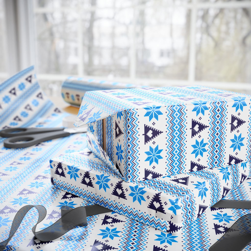 Christmas Ugly Blue Trees Wrapping Paper | Holiday Gift Wrapping Paper Roll
