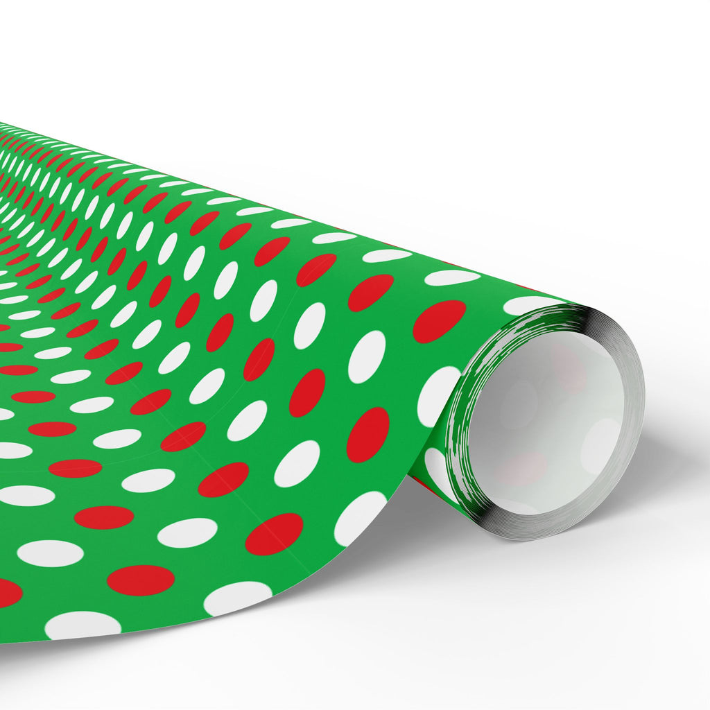 Christmas Dots on Green Wrapping Paper | Holiday Gift Wrapping Paper Roll