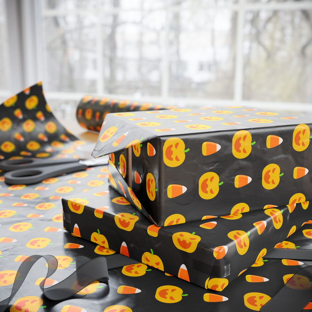 Halloween Candy Corn Pumpkins Wrapping Paper | Holiday Gift Wrapping Paper Roll
