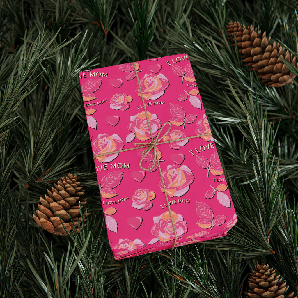 Mother's Day Floral Silhouette Wrapping Paper - Holiday Gift Wrapping Paper Roll