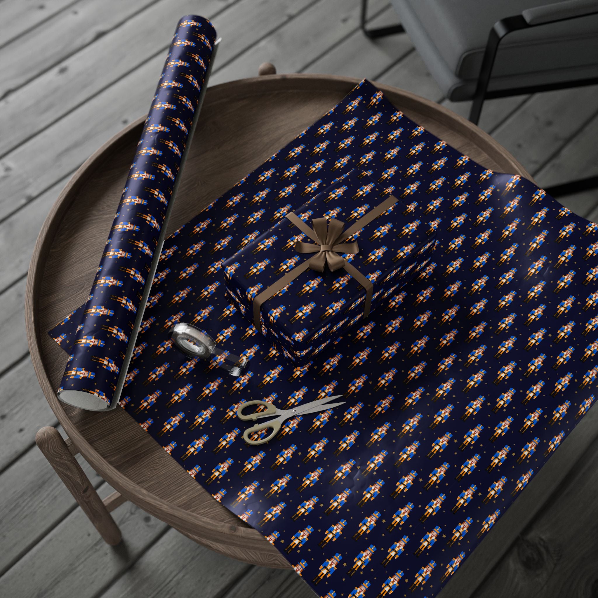 Christmas Blue Nutcrackers Wrapping Paper | Holiday Gift Wrapping Paper Roll