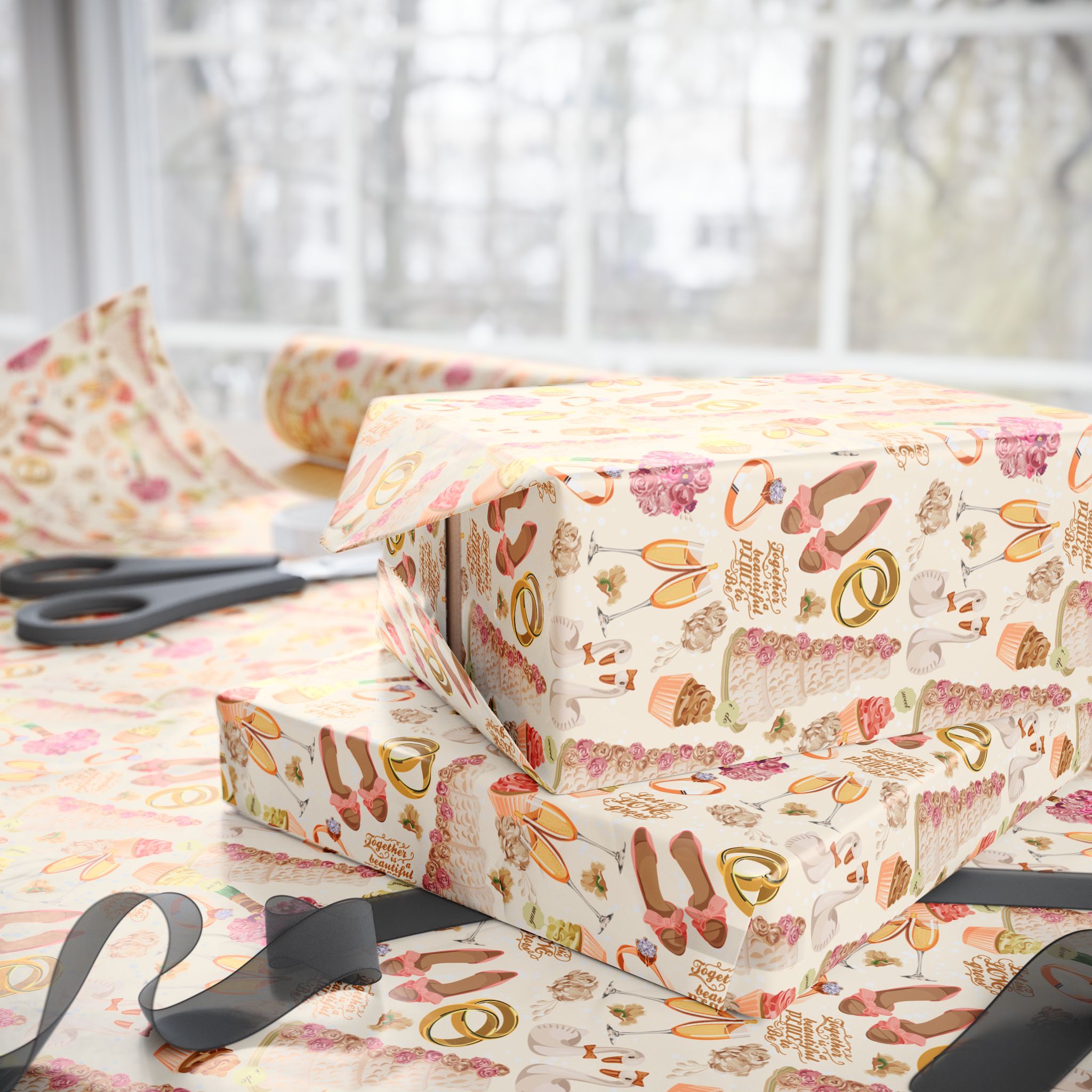 Together is Beautiful Wedding Wrapping Paper Design - Holiday Gift Wrapping Paper Roll