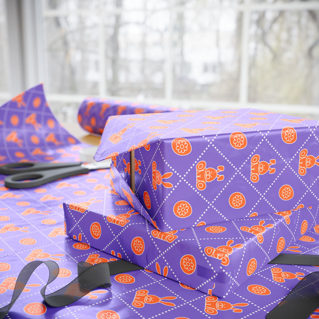 Easter Rabbit Checkerboard Wrapping Paper | Holiday Gift Wrapping Paper Roll