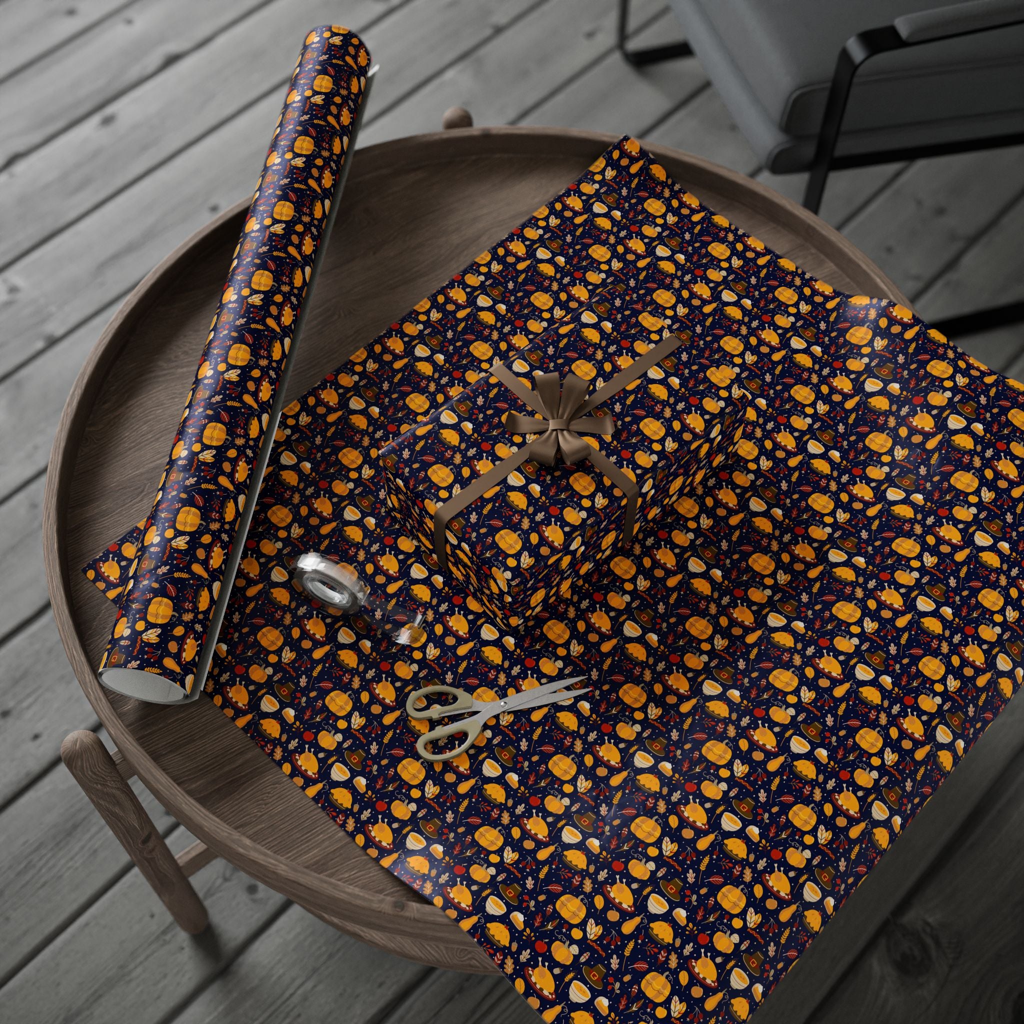 Thanksgiving Dinner Time Wrapping Paper | Holiday Gift Wrapping Paper Roll