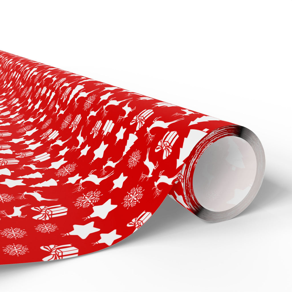 Christmas Reindeer Red Wrapping Paper | Holiday Gift Wrapping Paper Roll