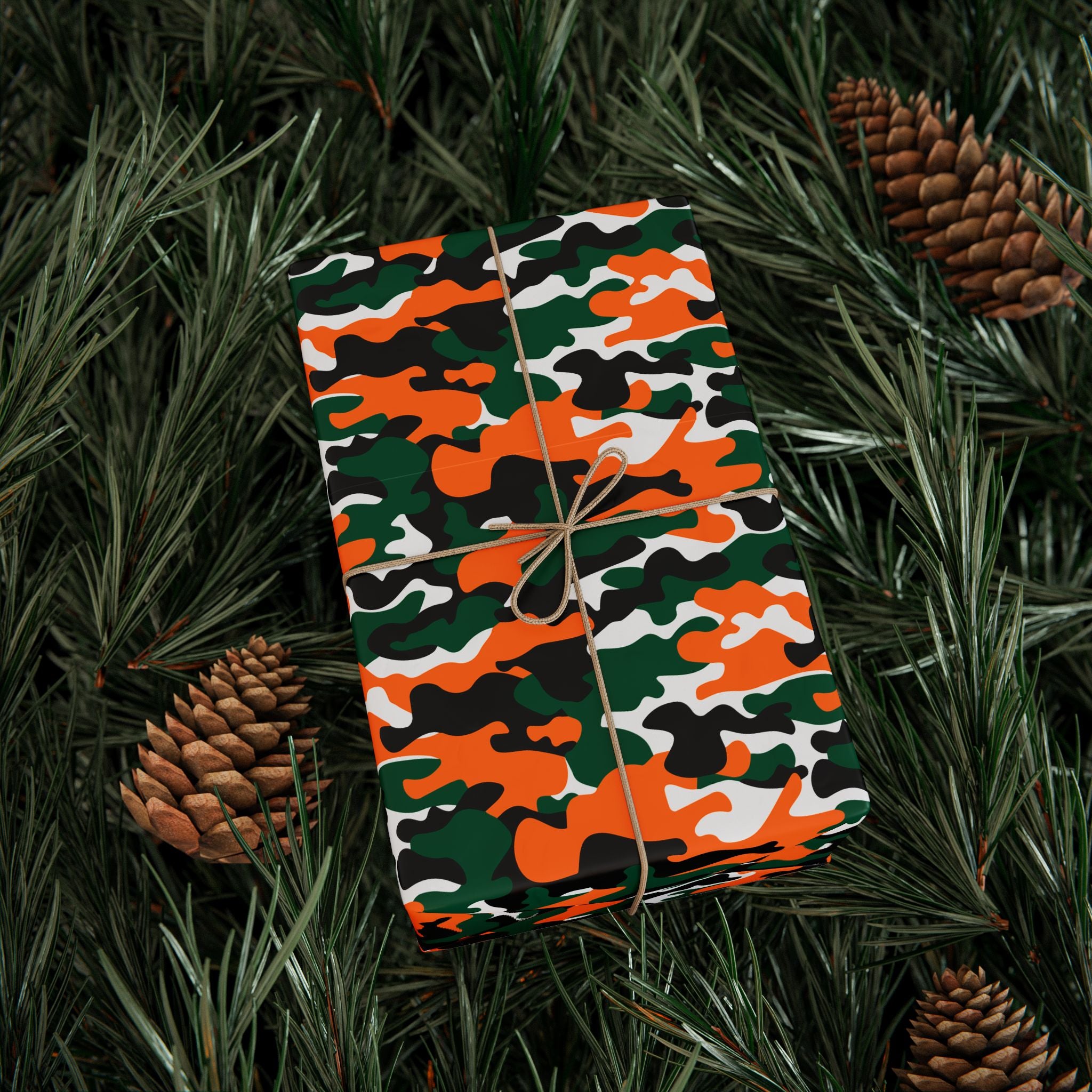 Miami Hurricanes Inspired Camoflauge Wrapping Paper - Holiday Gift Wrapping Paper Roll