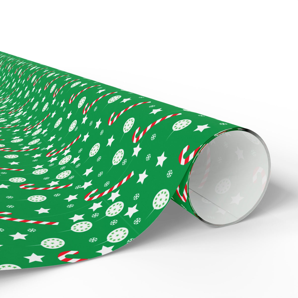 Christmas Green Candy Canes Wrapping Paper | Holiday Gift Wrapping Paper Roll