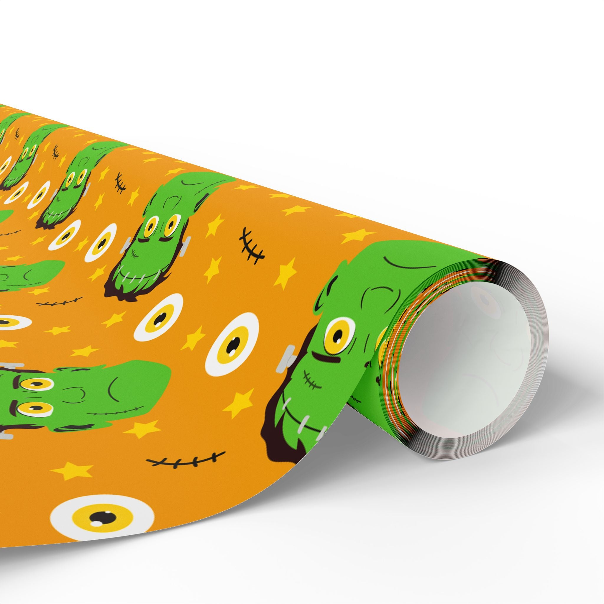 Halloween Frankenstein Stitches Wrapping Paper | Holiday Gift Wrapping Paper Roll