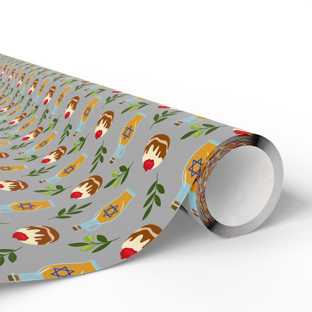 Hanukkah Olive Branches Wrapping Paper | Holiday Gift Wrapping Paper Roll