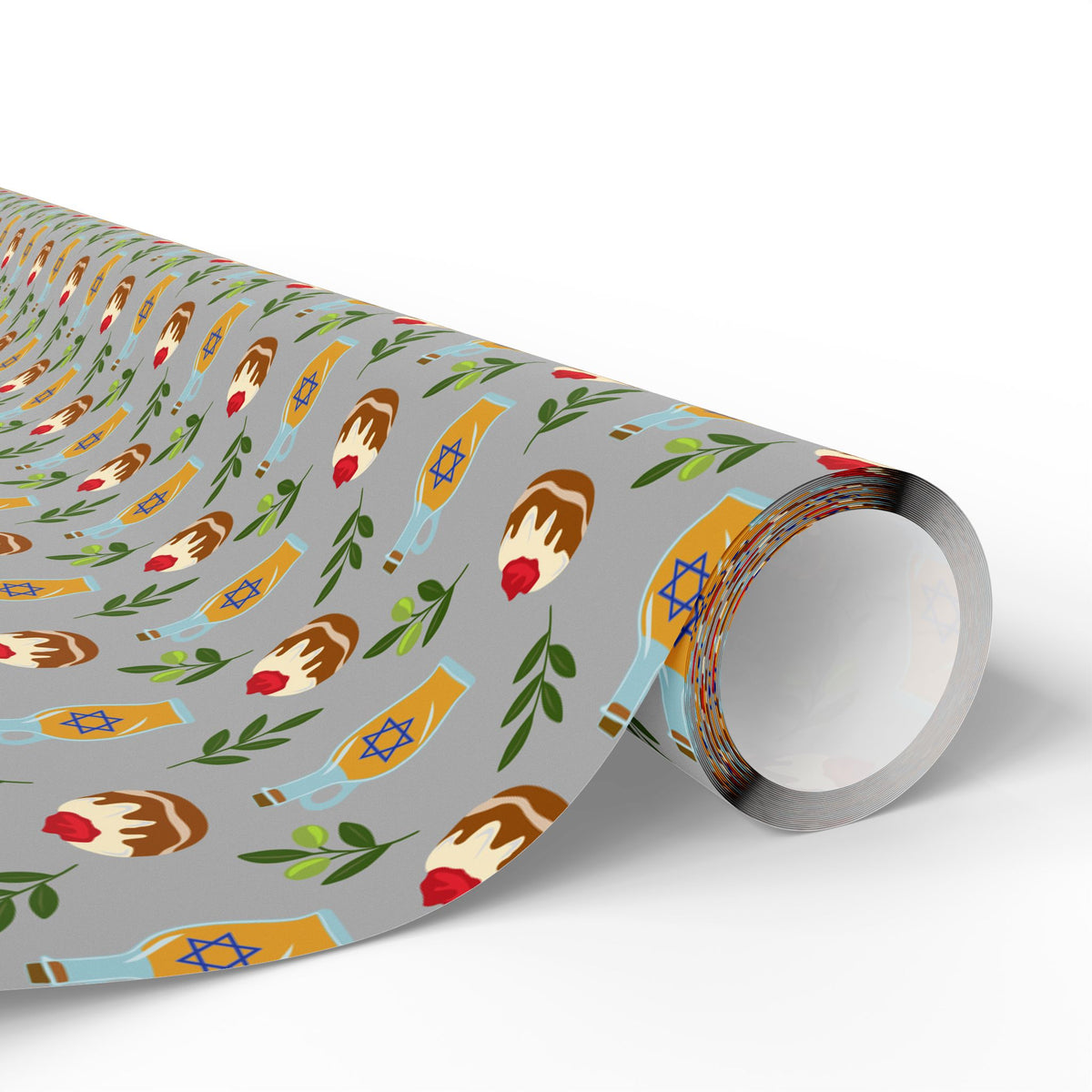 Hanukkah Olive Branches Wrapping Paper | Holiday Gift Wrapping Paper Roll
