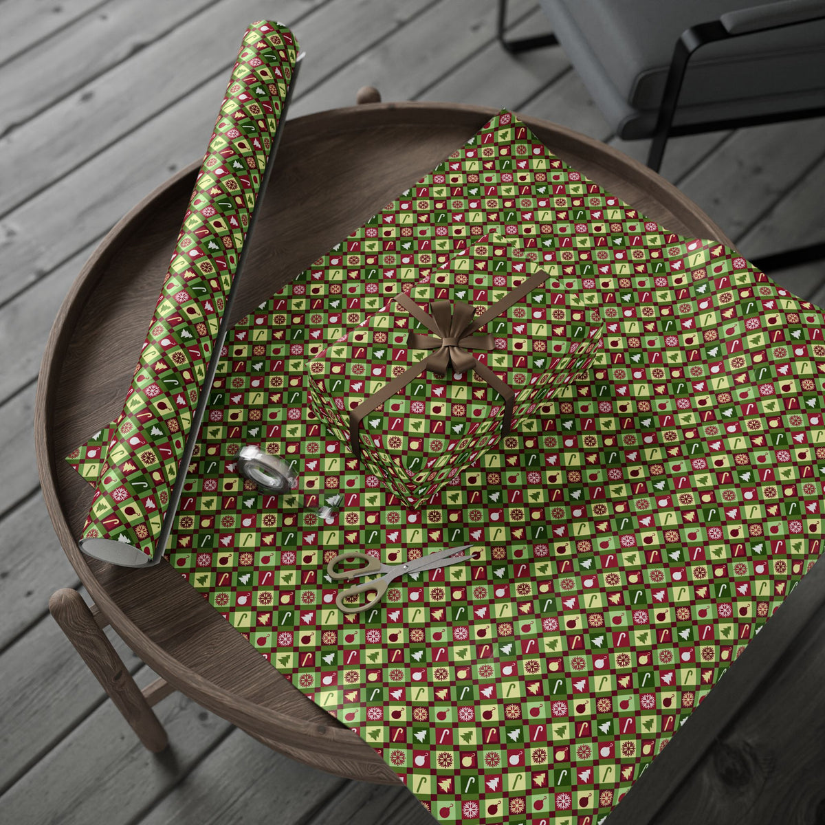 Christmas Quilt Wrapping Paper | Holiday Gift Wrapping Paper Roll