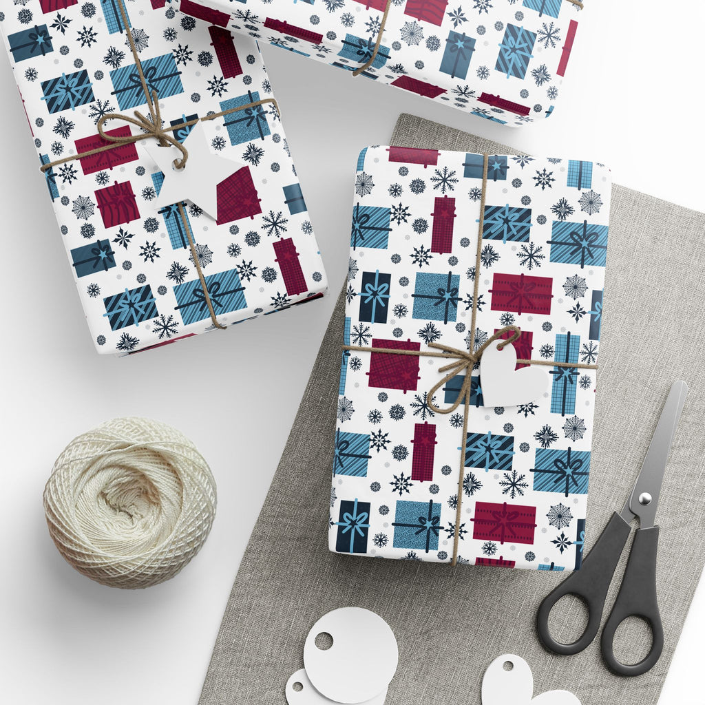 Christmas Black Snowflakes Wrapping Paper | Holiday Gift Wrapping Paper Roll