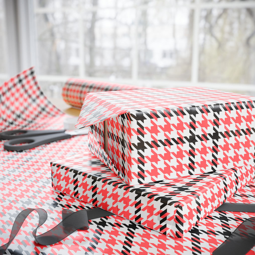 Houndstooth Wrapping Paper Design Peach 019 - Holiday Gift Wrapping Paper Roll