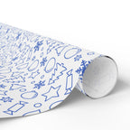 Christmas Blue Line Art Wrapping Paper | Holiday Gift Wrapping Paper